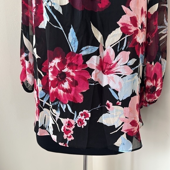 Alyx black with floral long sleeve blouse size large - Picture 4 of 9